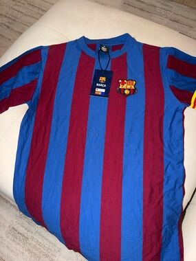 FC Barcelona Short Sleeve Striped Tee - Blue & Maroon